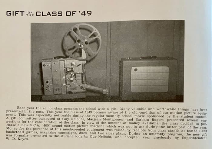 Class of 1949 Gift projector