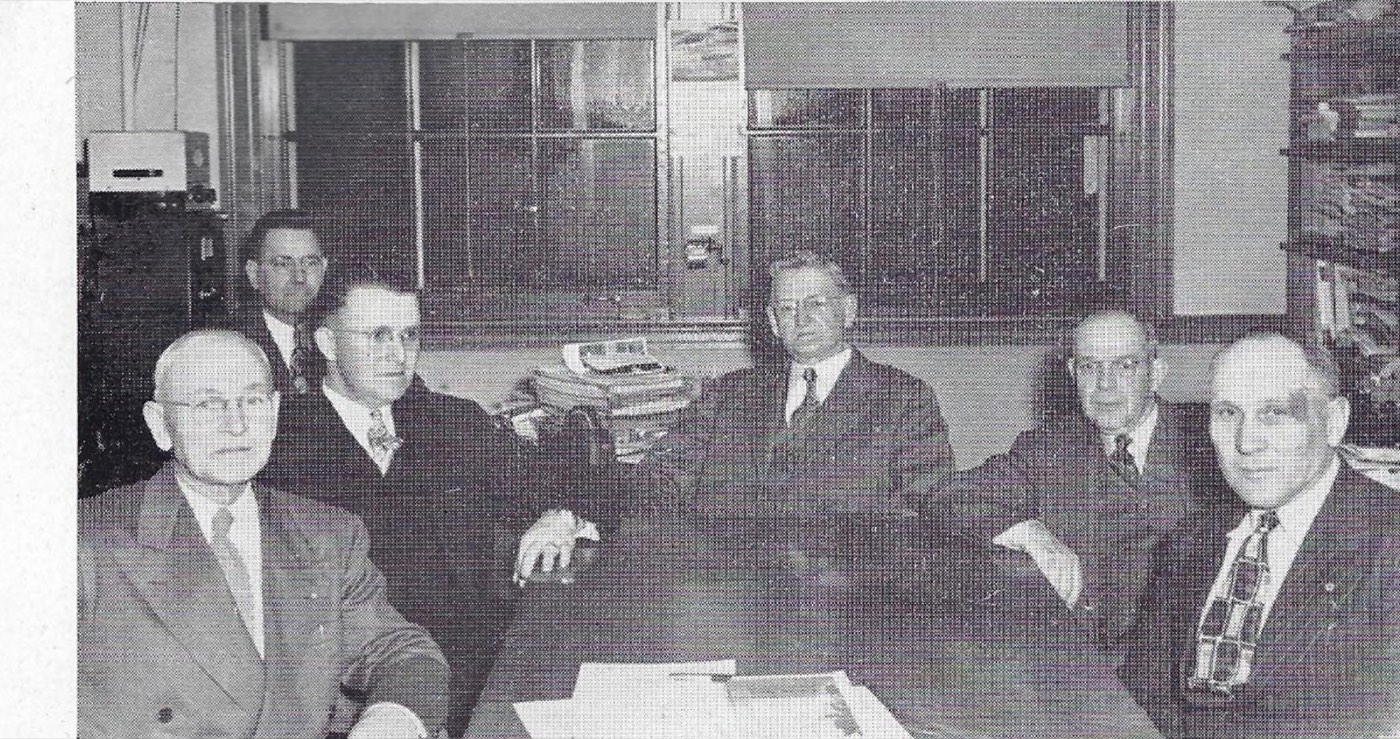 Six members of the Maroa Community High School Board pictured in 1948